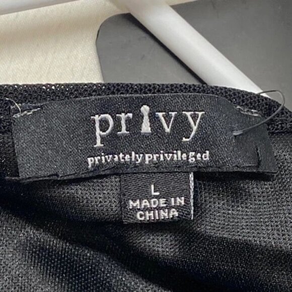 Privy Off Shoulder Shirring Mesh Dress Women's Large Black Cocktail Bodycon NWT - Picture 9 of 9